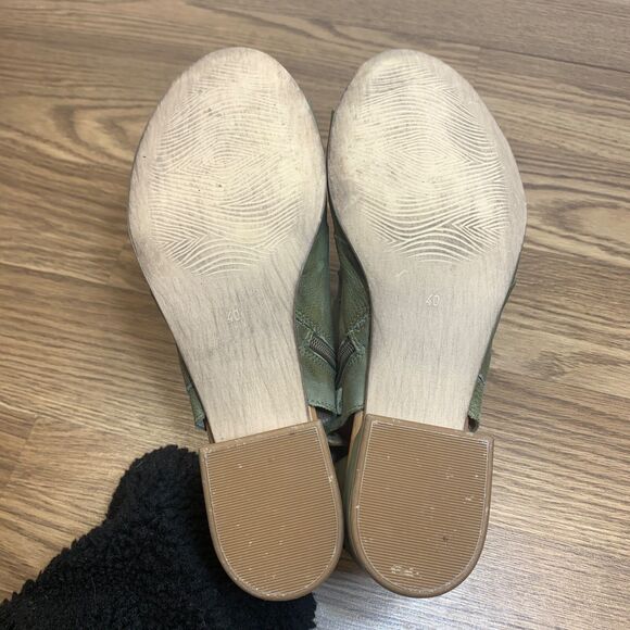 Miz Mooz Leather Heeled Sandals Berkeley Sage Green Womens 40 - Picture 9 of 16